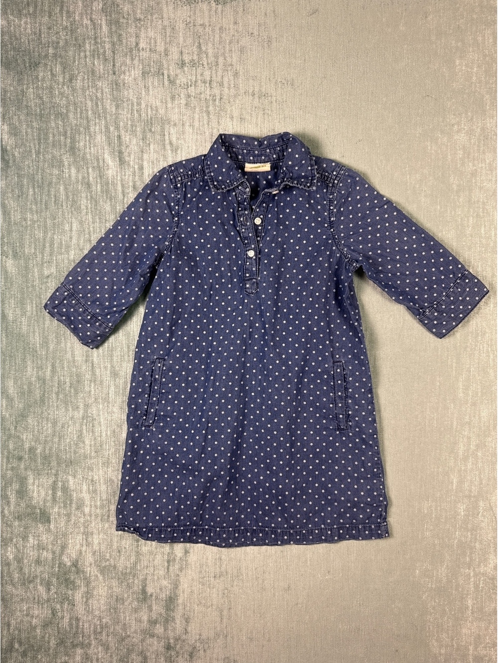 Crazy 8 Girls Blue Polka Dot Chambray Shirt Dress Size 8